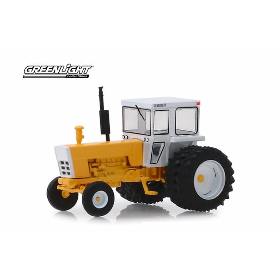 1974 Tractor with Cab, Yellow and White - Greenlight 48030/48 - 1/64 scale Diecast Model Toy Car