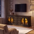thumbnail image 2 of Lacoo 63'' Vintage-Style TV Stand for TVs Up to 70'' with LED Lights and Outlets, Entertainment Center with Storage Cabinets and Drawers for Living Room, Dark Walnut, 2 of 7