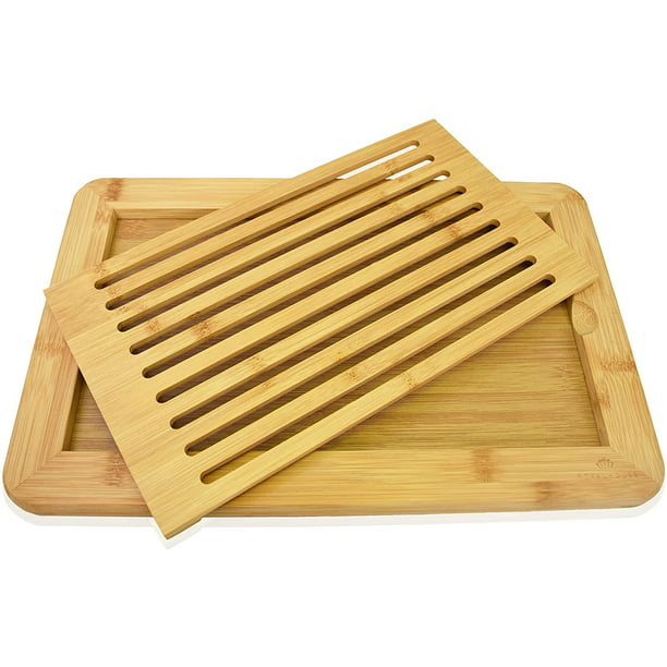 RoyalHouse Large Bamboo Bread Cutting Board with Crumb Tray - Walmart.com