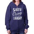 thumbnail image 3 of Sassy Classy Never Trashy Sarcastic Zip Hoodie Sweatshirt Women Brisco Brands S, 3 of 7