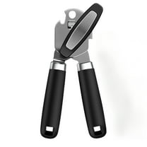 Behome Can Opener with Bottle Opener, Heavy Duty Manual Can Opener with With Turn Knob & Soft Handle, for Kitchen Seniors Friendly, Black
