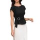 thumbnail image 4 of INSPIRAR Top de trabajo chic sin mangas para mujeres, con cuello redondo, camisetas de negocios casuales con cinturón, color negro M, 4 of 6