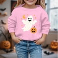 thumbnail image 2 of Zylarhe Halloween Sweatshirts for Kids Kids Halloween Print Long Sleeve Pullover Hooded Sweatshirt Boys Girls Cozy Pink 11-12 Years, 2 of 4