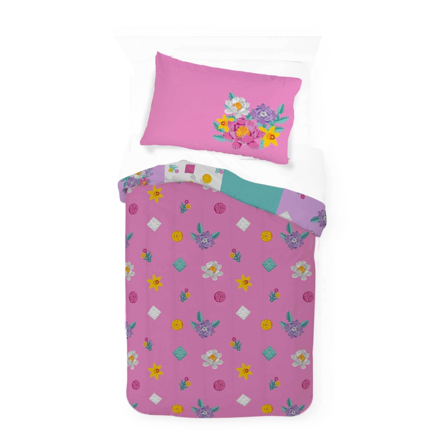 LEGO® Floral(s) Kids Multicolor Reversible Comforter Set, Twin/Full, 72 x 86 in