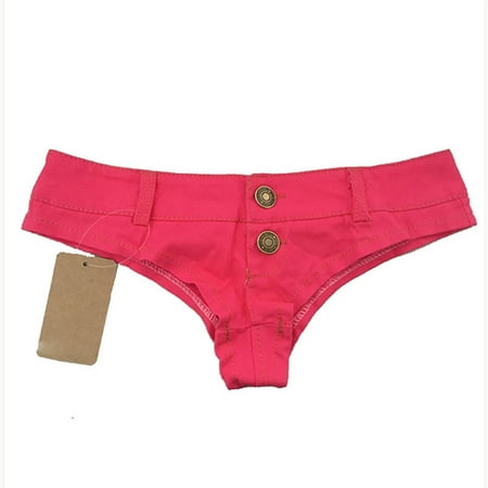 nerohusy Denim Cut Off Shorts for Women Womens Nightclub Denim Shorts Thong Hot Jeans Shorts Party Mini Denim Shorts Pink M