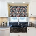 thumbnail image 6 of Dark Blue Floral Print Kitchen Curtains Tier Set 27x36 Inch 2 Panels Semi Sheer Light Filtering Privacy UV Protection, 6 of 8