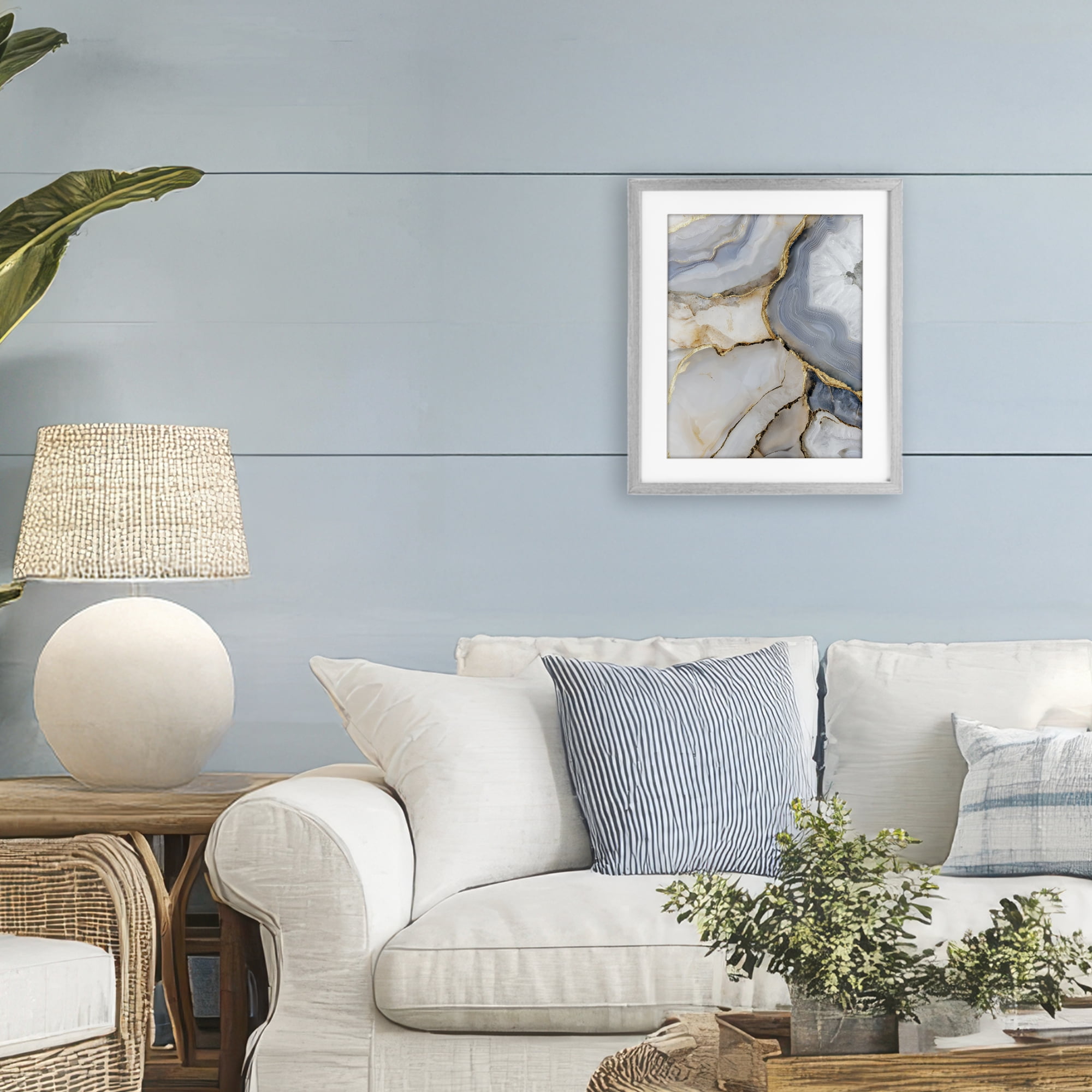 Stupell Industries White And Gray Geode Gray Framed Print Under Glass, design by Svetlana Aleynikova