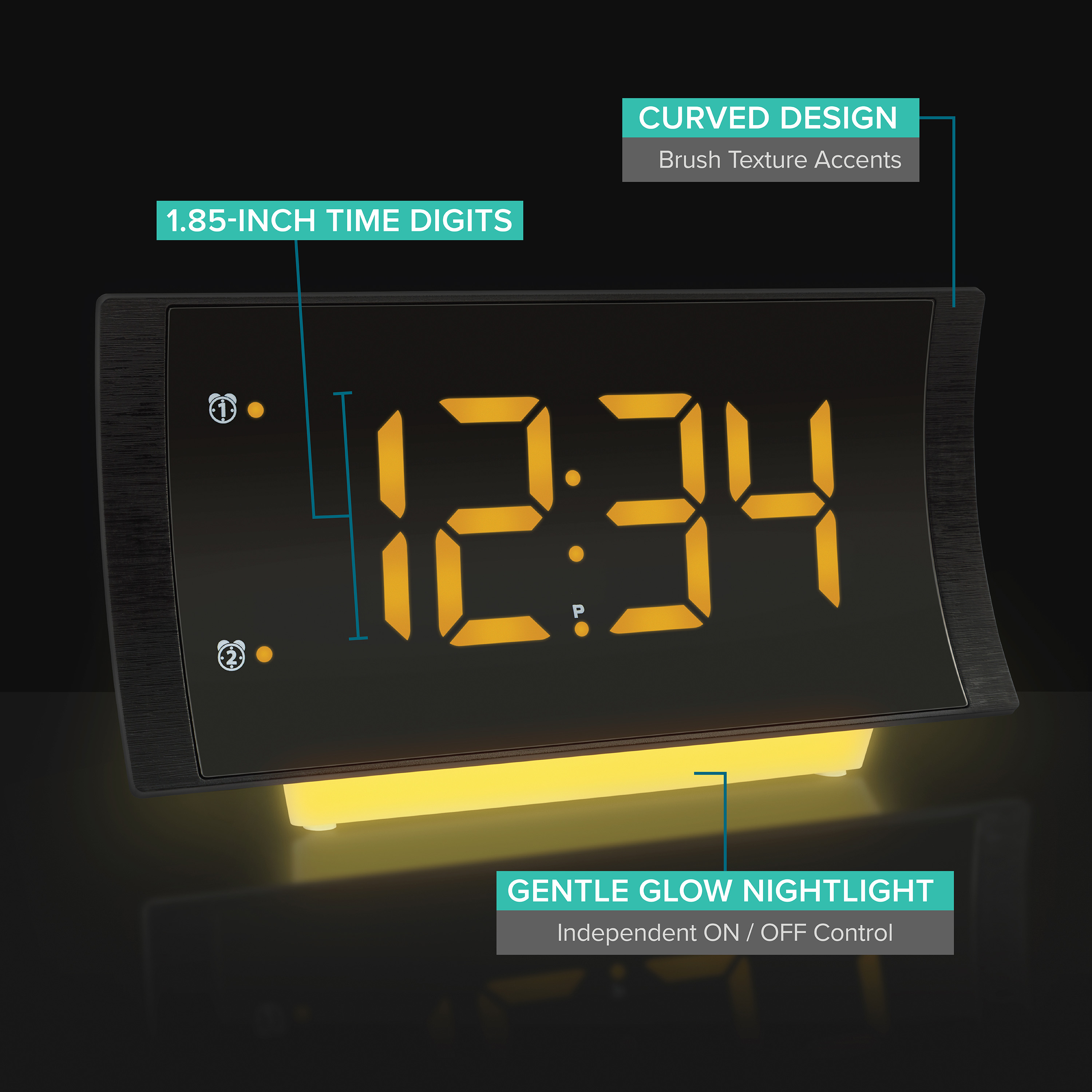 La Crosse Technology Black LED Bedside Alarm Clock 617-89577-INT with Radio and USB port