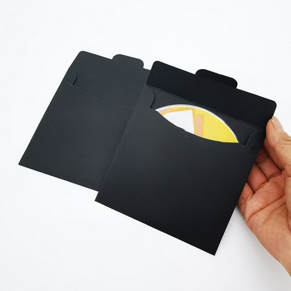 FUEENIRVA 100Pcs Black Paper CD Sleeves for Portable Convenience and Scratch Protection