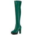thumbnail image 1 of Unique Bargains Bottes Hautes au-Dessus du Genou à Talons Compensés Épais pour Femmes, 1 of 7