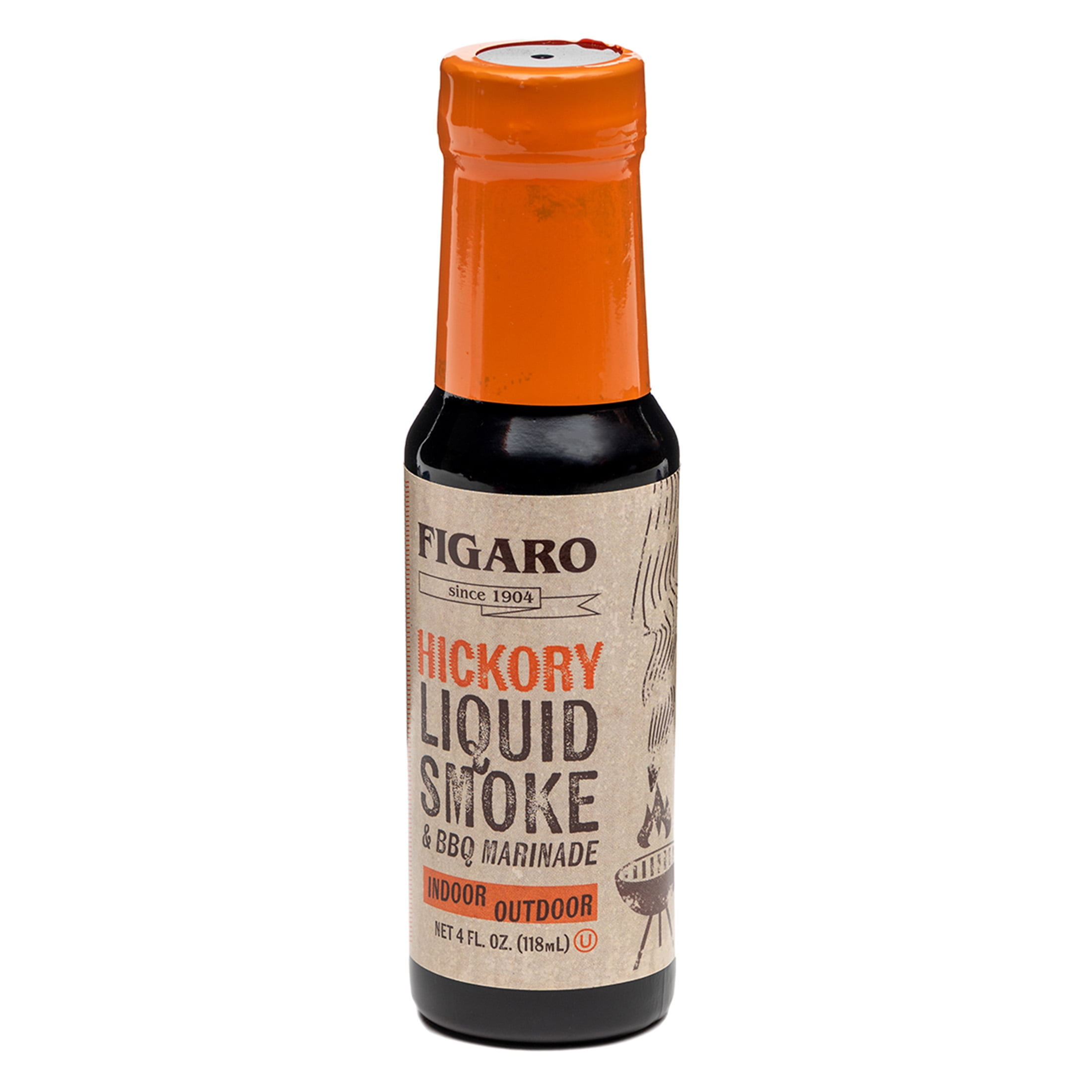 (4 pack) Figaro Hickory Liquid Smoke & Barbecue Marinade, 4 fl oz