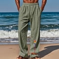 thumbnail image 2 of Szhihuiw Mens Casual Pants Lightweight Elastic Waist Wide Leg Trousers with Pockets Plus Size Fashion, 2 of 6