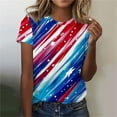 thumbnail image 2 of Yghzkop Women's Summer T-Shirts 4th of July Independence Day Casual Looes Fit V-Neck Patriotic Blouses Short Sleeve Shirts USA Flag Stars Stripes Graphic Tops Shirt, 2 of 4