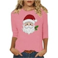 thumbnail image 2 of Gamivast Christmas Shirts for Women 2025 Three Quarter Sleeve Santa T-Shirt Cute Graphic Holiday Crewneck Casual Tunics Tops Winter Trendy Xmas Tees Family Matching Tops Blouse, 2 of 5