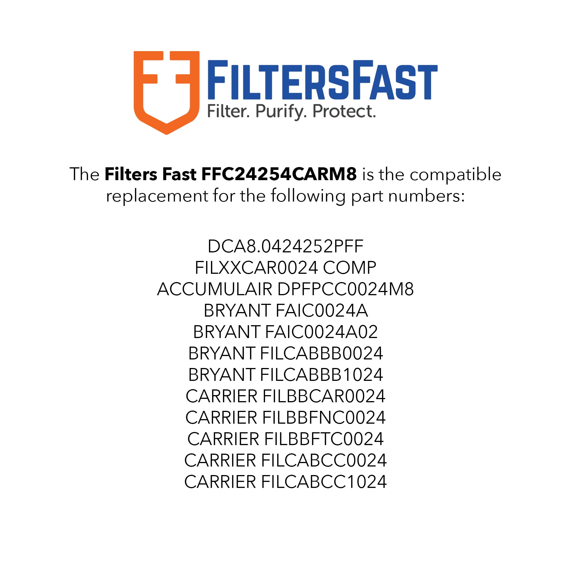 Filters Fast Compatible Replacement for Carrier FILXUMC082425 HVAC AC Air Filter, MERV 8, 2 Pack