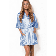 thumbnail image 4 of Turquaz Linen Airy Blue Satin Kimono Short Robe, 4 of 5