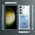thumbnail image 5 of Design for Samsung Galaxy S23 Plus Case with Card Holder, Wallet Ring Holder Kickstand Case Clear Slim Four Corner Enhanced Protective Cover Anti-Scratch Shockproof Phone Card Case, Blue, 5 of 8