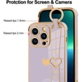 thumbnail image 3 of Compatible with iPhone 13 Pro Max Case 6.7 Inch Cute Heart Pattern for Women Girls Soft Plating Bumper Anti-Scratch Protective Cover with Wrist Strap Band Kickstand Holder-Purple, 3 of 12