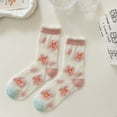 thumbnail image 2 of Women's Sheer Floral Embroidered Ankle Socks with Ruffle Cuff 6Pk - Red, 2 of 3
