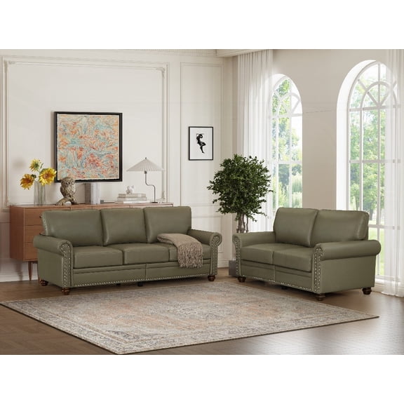 Living Room Sofa with Storage | Solid Wood Frame & Faux Leather