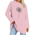 thumbnail image 2 of Jinhomg Dandelion Graphic Sweatshirt for Women Casual Loose Long Sleeve Pullover Tops Oversized Comfy Crew Neck Tees 2025 Saving Pink L, 2 of 4