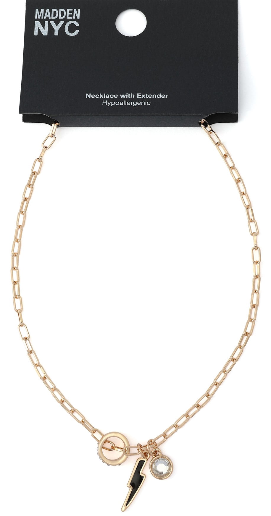 Madden NYC Women's Fashion Gold-Tone Lightning Bolt Charm Pendant Necklace