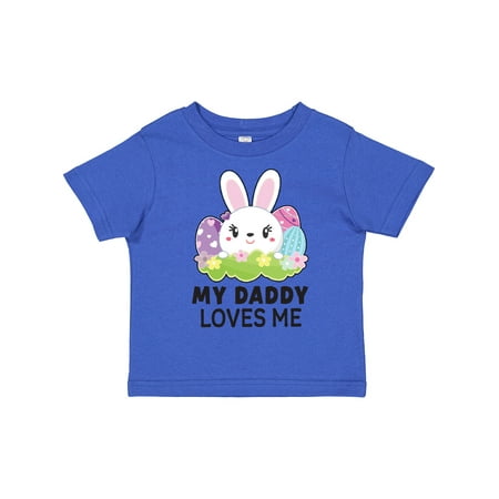 

Inktastic My Daddy Loves Me with Bunny and Easter Eggs Gift Toddler Toddler Girl T-Shirt