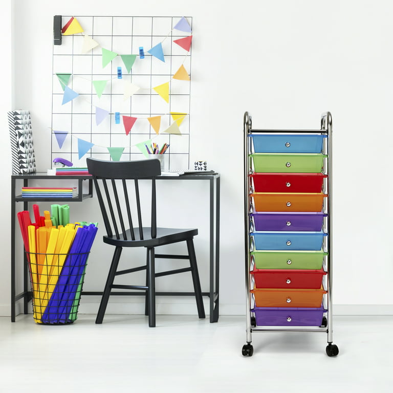 Seville Classics 10-Drawer Organizer Cart Multi Color