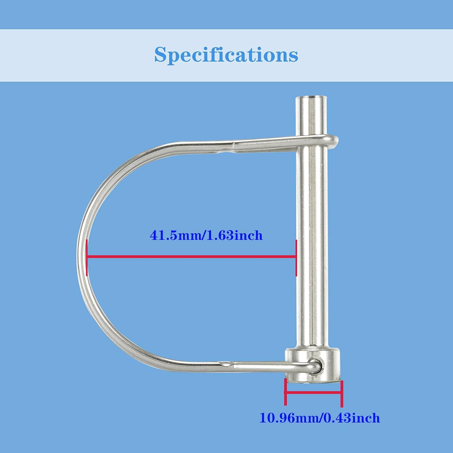 ABCISI Safety Coupler Pin 1/4 Inch(6.3mm) Diameter, 2.756 Inch(70mm) Length, Wire Lock Pins, Locking Pins, 316 Stainless Steel(2 Pcs)