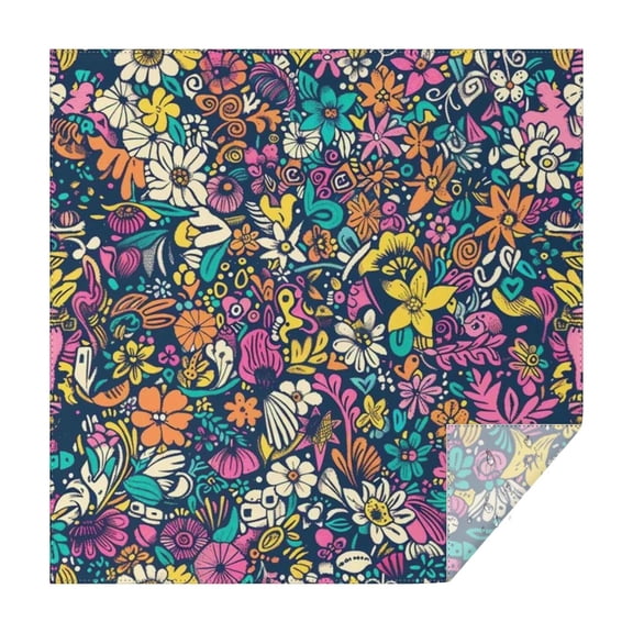 Pioneer Flower Floral Print Pattern Square Tablecloth,Waterproof Square Table Cover,Wipeable Spillproof Washable Table Cover for Home Kitchen Party Decor 52"x52"(132x132cm)