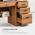thumbnail image 3 of 4 Ever Winner Wooden Computer Desk with Hutch Shelf and Storage, Brown, 3 of 6