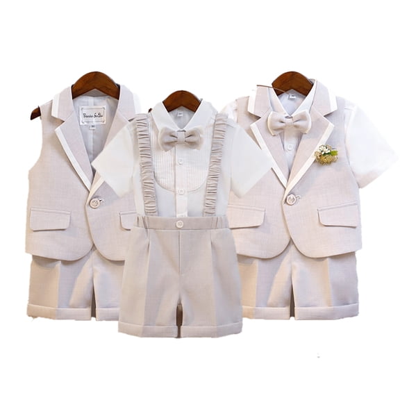 LYMAYTER Toddler Baby Formal Suit Set Boy Short Top Shorts Summer Gentleman Wedding Outfit 1Y-11Y