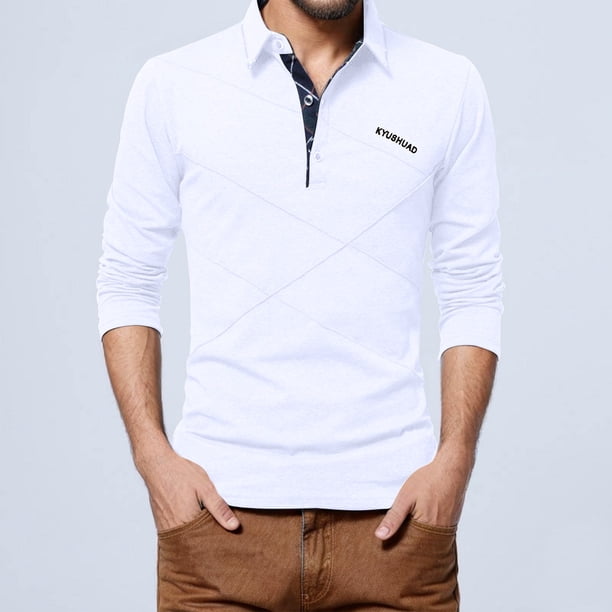pstuiky camisas de manga larga para hombre, Camisa informal holgada de manga larga con solapa y botones a rayas para hombre Tops casuales para hombres xl
