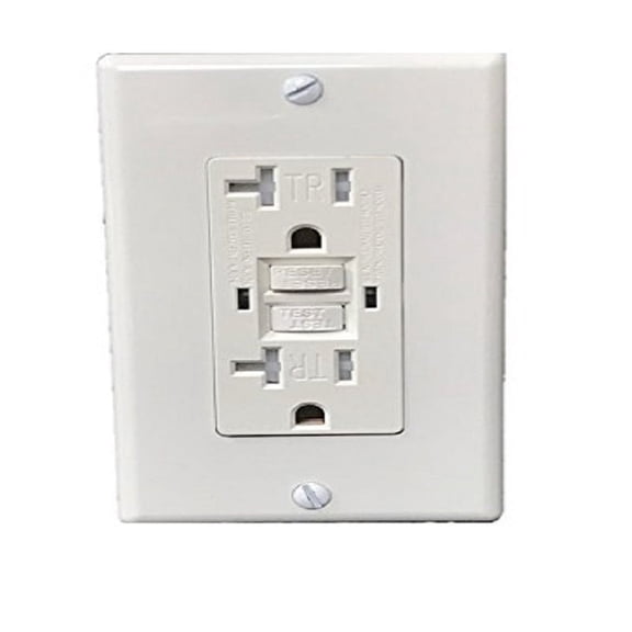 Teklectric - GFCI Receptacle 20A 125V Tamper Resistant + Wall Plate - GFCI Outlet 20 AMP 125 VOLT Grounded Tamper Resistant Wall Plate Included