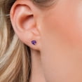 thumbnail image 3 of Gem Stone King 10K White Gold Purple Amethyst Stud Earrings for Women | 0.84 Cttw | Gemstone February Birthstone | Heart Shape 5MM, 3 of 6