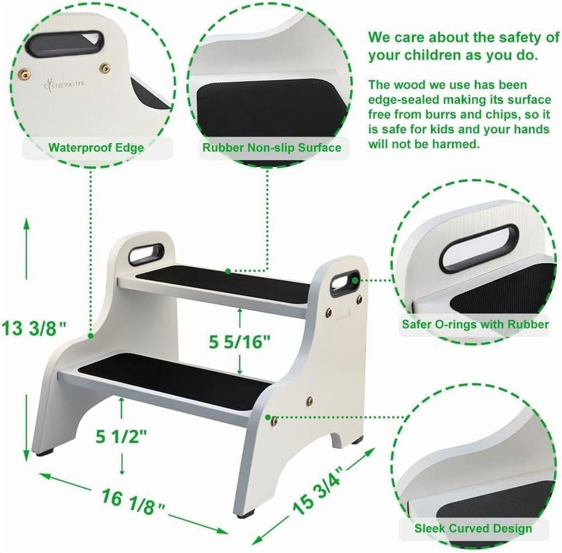 StrongTek Wood 2-Step Stool, White, 350 Lb Capacity photo 5