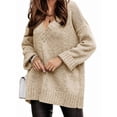 thumbnail image 2 of Women'S Loose Sweater V Neck Long Sleeve Shirt Casual Autumn and Winter Tops Khaki XL, 2 of 8