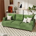 thumbnail image 3 of Homall 84''W Modern Sofa 3 Seat Adult Corduroy Couch with Wide Armrest Fabric Couch with USB Charging Ports for Living Room, Green, 3 of 8