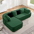 thumbnail image 2 of FFZ 106 inch Teddy Fabric Boneless Sofa with L-Shaped Chaise, Fluffy Comfy Couch, Green, 2 of 14