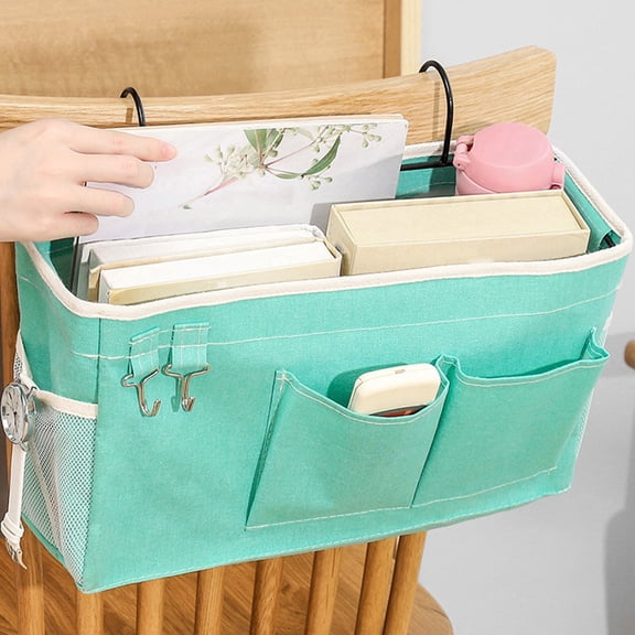 Upgraded Bedside Organizer – Dorm Upper-Bunk Large Bedside Storage Hanging Bag, Green Home Storage and Organization