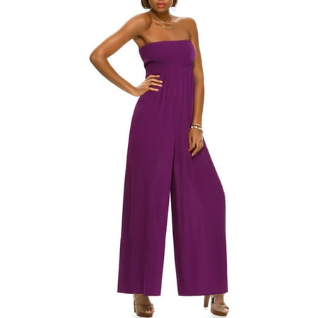 Miss Tina Women's Smocked Wide-Leg Jumpsuit