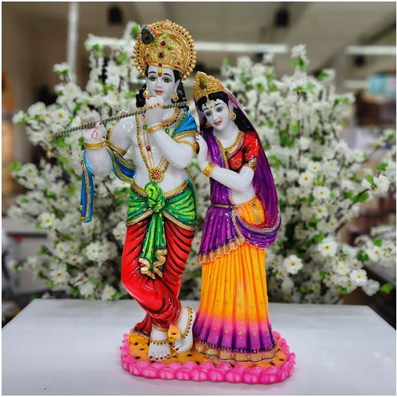 Radha Krishna Statue in Resin Large Radha Krishna Idol Hindu Divine Couple Radha Krishna Figurine Indian Temple Decor Krishna with Radha Sculpture Standing Radha Krishna Murti - AtoZ India Cart