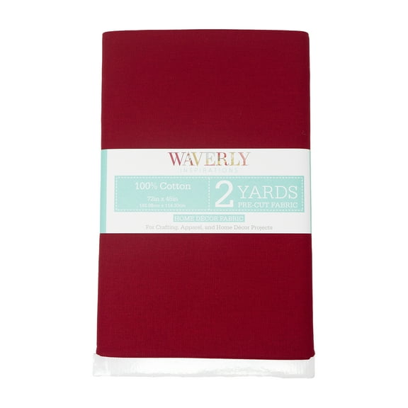 Waverly Inspirations 2 Yard Cut 100% Cotton Duck Solid Fabric, Ruby Red, 45" Wide for Quilting & Sewing, 1 Piece