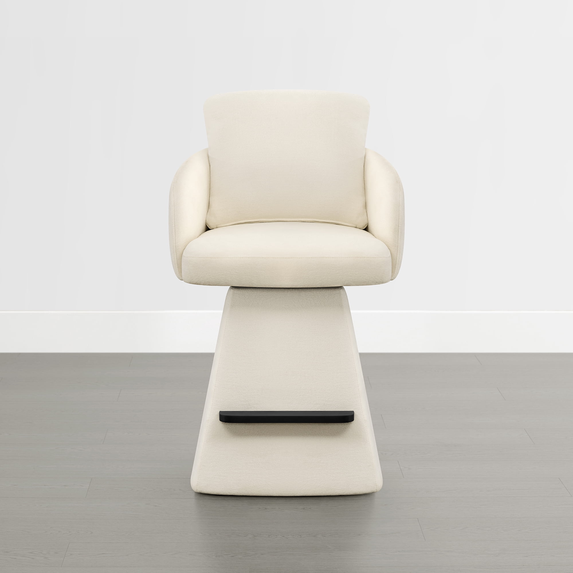 Spruce & Spring 26" Counter Height Swivel Bar Stools with Arms, Upholstered Chenille Seat & Back for Kitchen Island & Home Bar, Cream Fabric