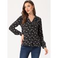 thumbnail image 3 of Camisa Con Cuello En V Y Solapa Con Botones Y Lunares En Forma De Corazón Para Mujer Floral Negro L, 3 of 5