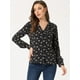thumbnail image 3 of Camisa Con Cuello En V Y Solapa Con Botones Y Lunares En Forma De Corazón Para Mujer Floral Negro M, 3 of 5