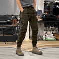 thumbnail image 5 of Men's Solid Color Outdoor Overalls, Casual Tactical Cuff Trousers with Multiple Pockets for Hiking, Workwear and Street Style,Green,L, 5 of 7