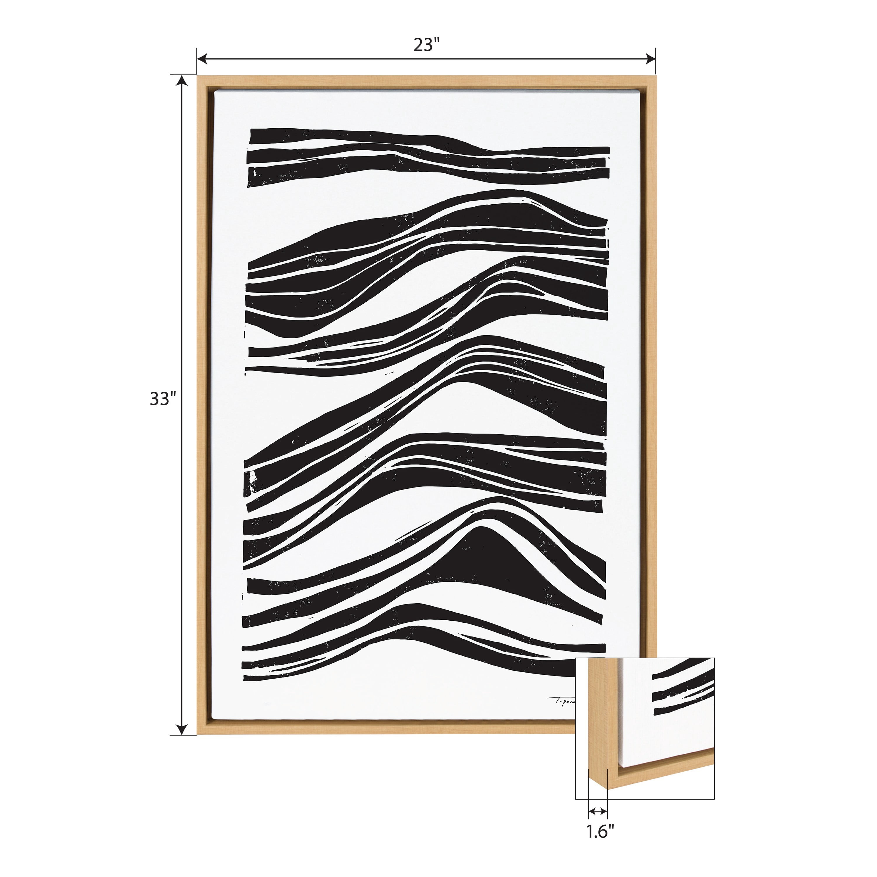 Statement Goods Abstract Waves 23x33 Framed Canvas Wall Art by Bellamy