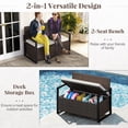 thumbnail image 6 of Costway Patio Storage Bench Wicker Loveseat with Built-in Storage & Long Seat Cushion Brown, 6 of 10