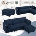 thumbnail image 2 of ACMEASE 86" Chenille 3 Seats Sofa w/Movable Storage Ottoman, Sectional Sofa w/Adjustable Backrests, Comfortable Fabric Couch w/USB&Type-C Ports, Cup Holders for Living Room, Blue, 2 of 8